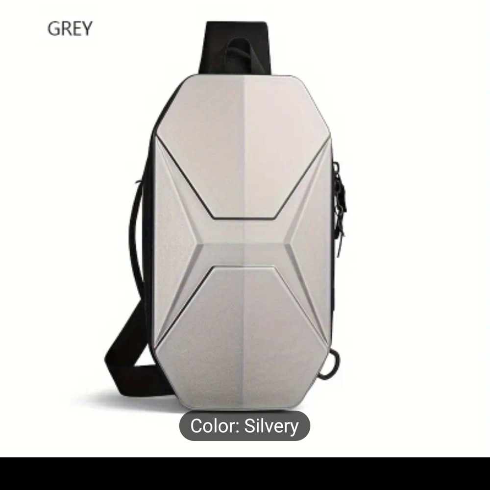 Sleek Silver Men's Sling Bag NEW!